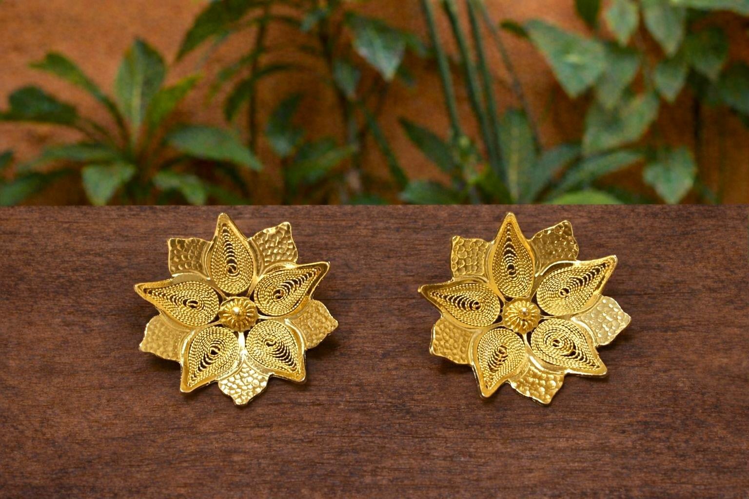 Pendiente Topo Filigrana Flor B.Oro 24 Kl