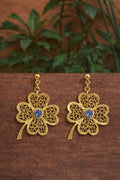 Pendiente Trebol Swarovski B.Oro 24 Kl