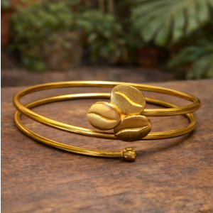 Brazalete Tres Aros Granos De Café Baño De Oro 24 K