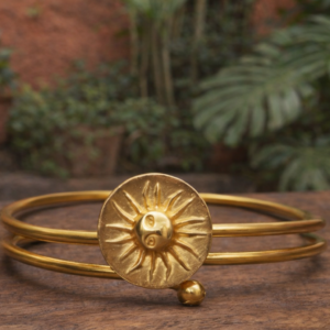Brazalete Tres Aros Sol Baño De Oro 24 K
