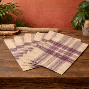 Individuales Rectangulares Morado Y Crudo 6U