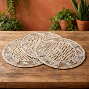 Individuales Redondos Iraca Neutros 6 Und