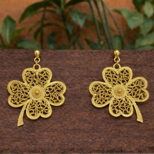 Pendiente Filigrana Trebol B.Oro 24 Kl