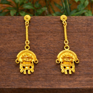 Pendiente Largo Zoomorfo Tairona B.Oro 24 K