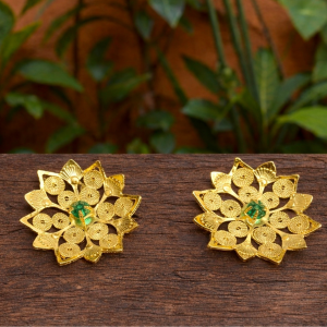 Pendiente Topo Estrellla Morralla Esmeralda B.Oro 24 Kl