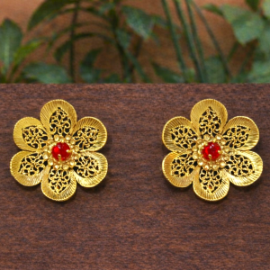 Pendiente Topo Flor Swarovski B.Oro 24 Kl