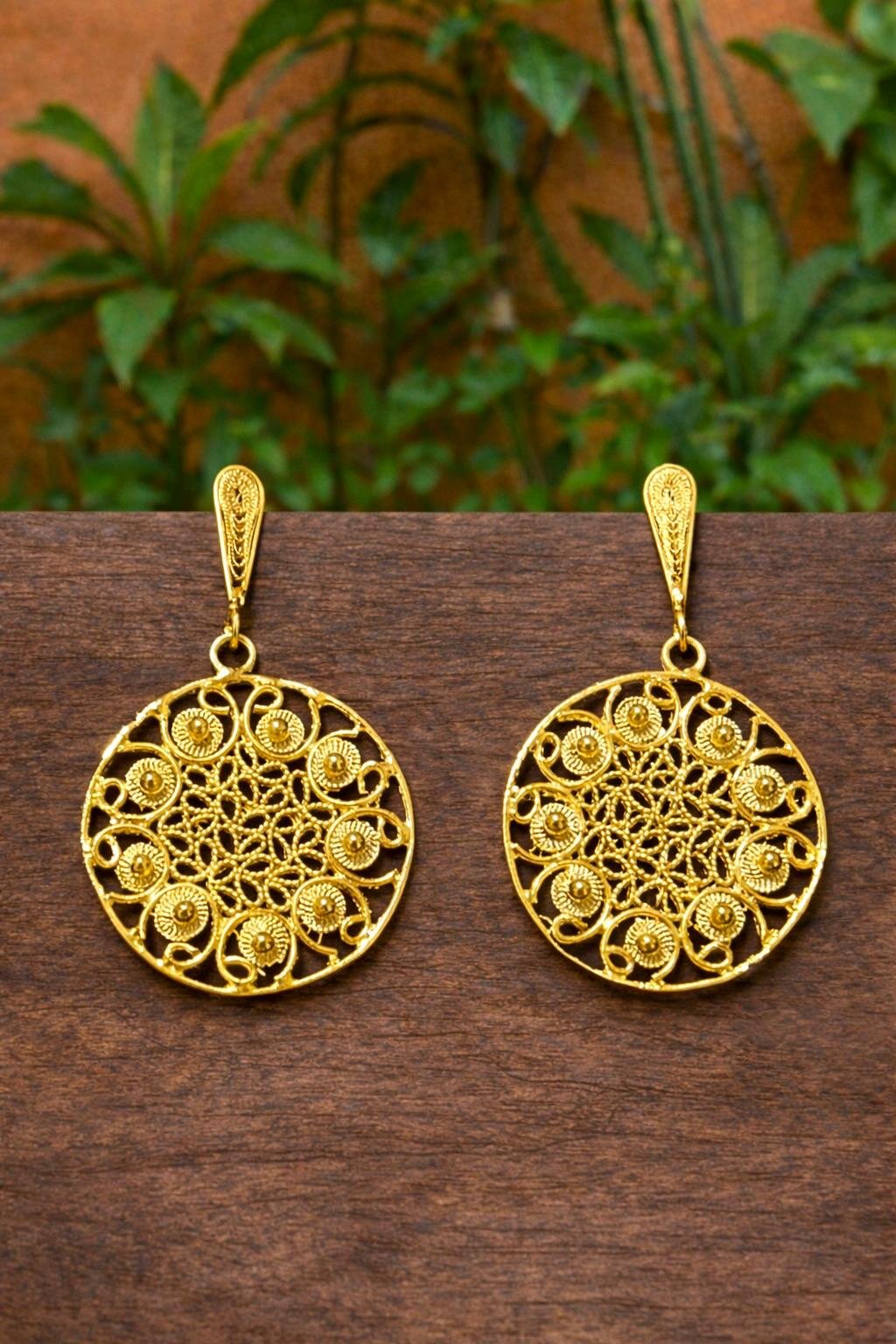 Pendiente Filigrana Redondo B.Oro 24 K